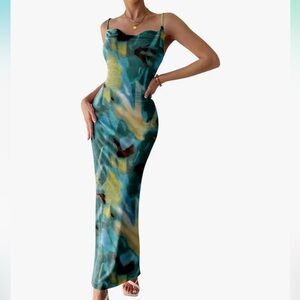Summer Floral Spaghetti Strap Maxi Dress Stretch Sexy Bodycon dress